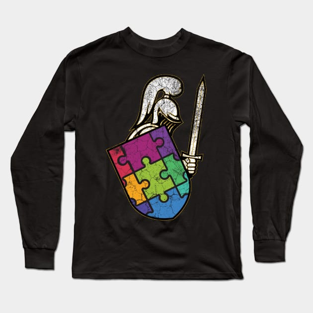 Autism Warrior Knight & Shield Long Sleeve T-Shirt by chiinta